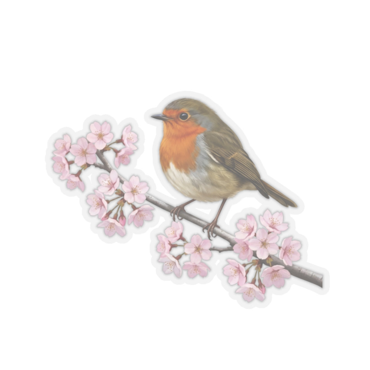 Robin Stickers – bird sticker, cherry blossoms