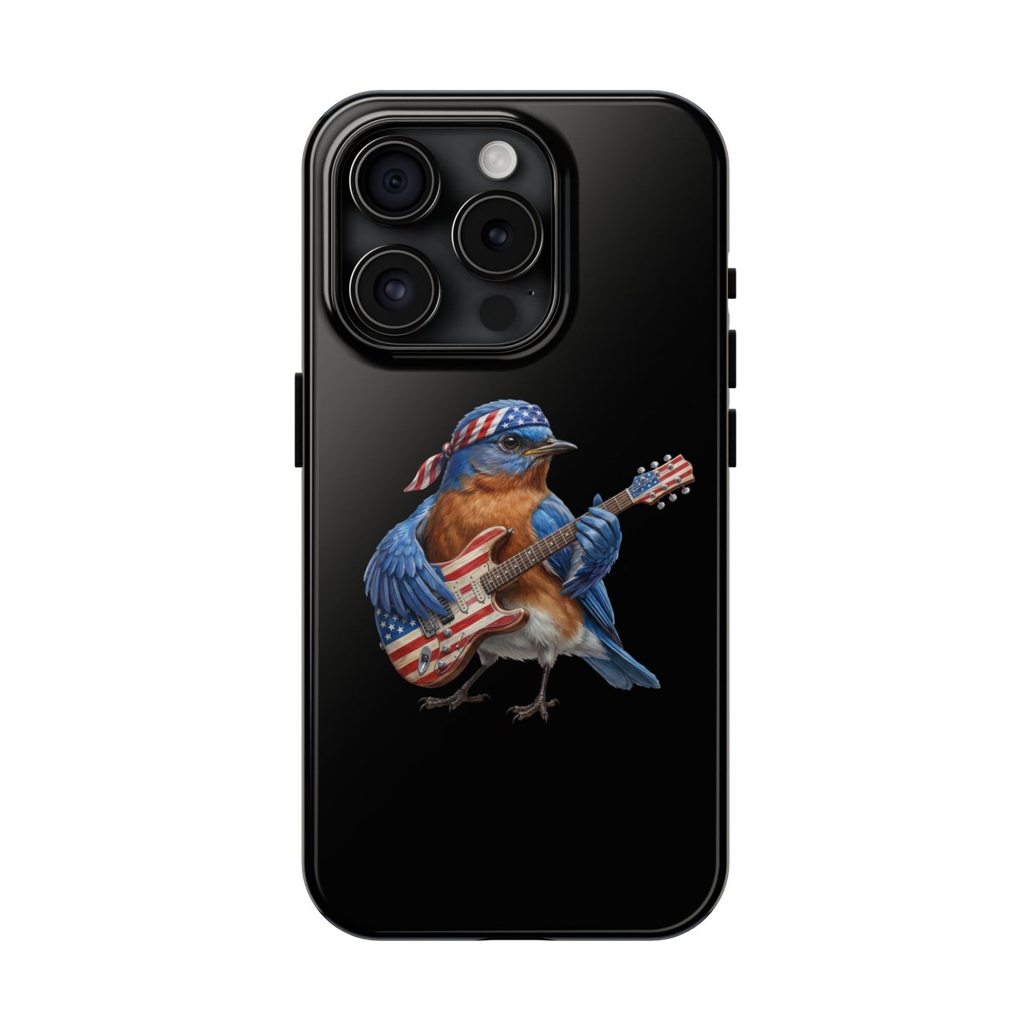 Bluebird with Guitar iPhone Case – Premium Tough Phone Cover Black