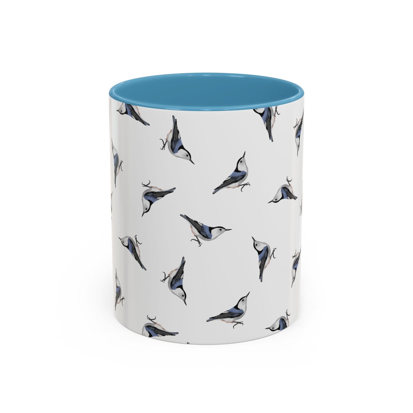 Nuthatch All-Over Pattern Accent Mug | Colorful Bird Lover Gift for Birdwatchers