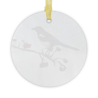 Magpie Snow Bird Christmas Glass Ornament White