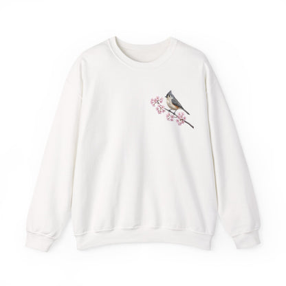 Tufted Titmouse Sweatshirt on Animal Lover Gift background