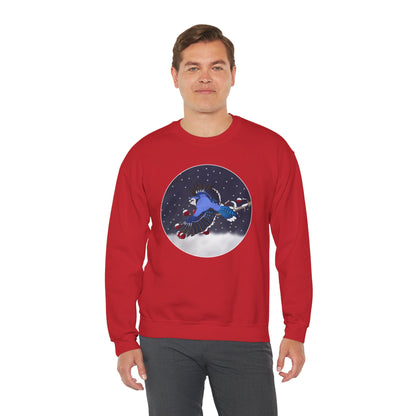 Blue Jay on a Winter Branch Birdwatcher Christmas Bird Sweatshirt