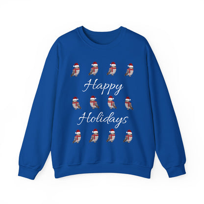 Owl as Santa with Hat and Scarf Happy Holidays Birdwatcher Christmas Bird Sweatshirt