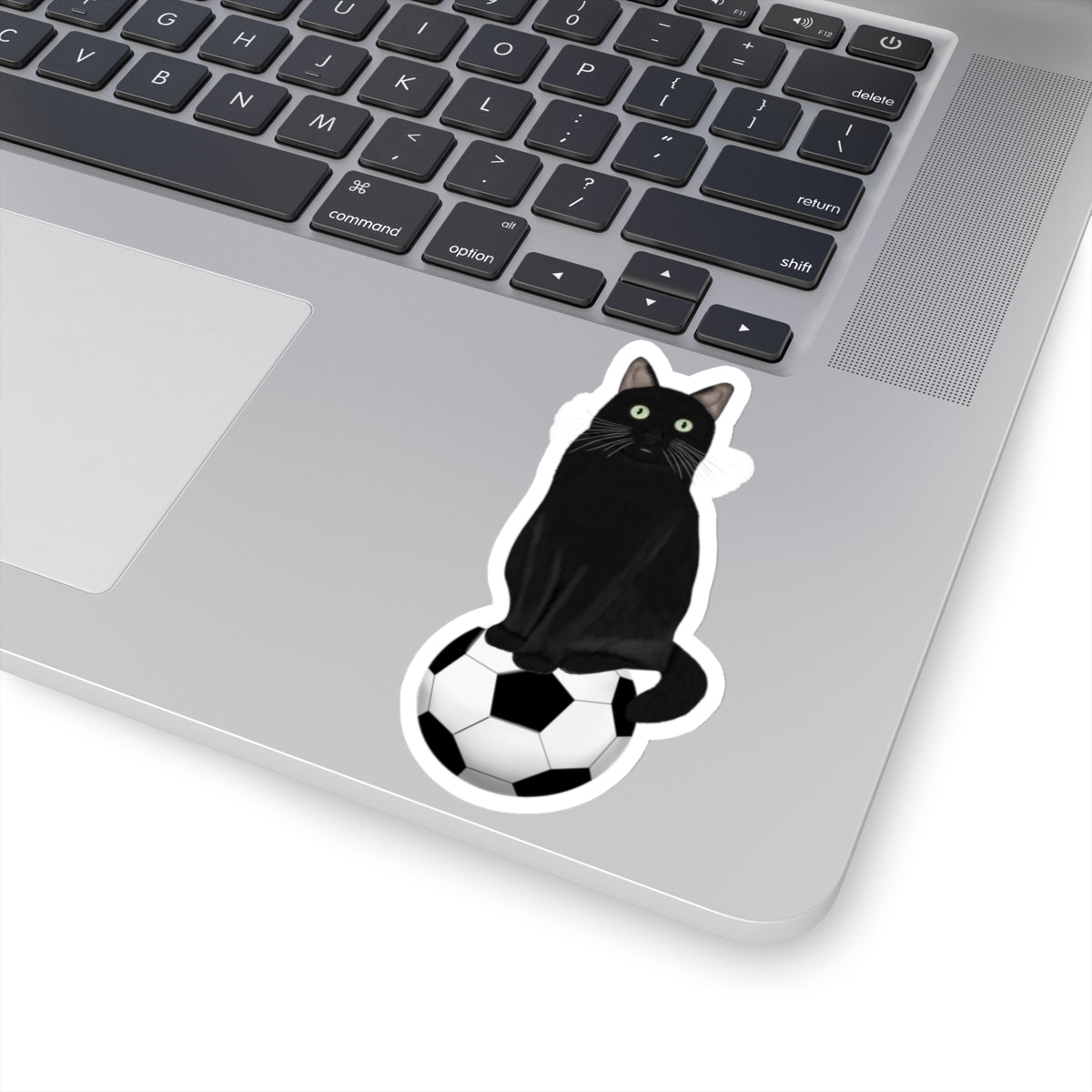 Black Cat with Soccer Cat Lover Sticker