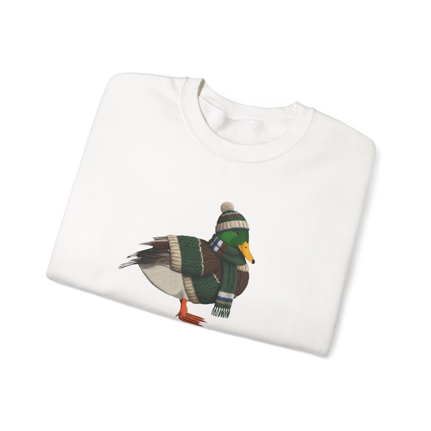 マガモの冬用スウェットシャツ | バードウォッチャークルーネック | 鳥好きの方へのユニセックスの鳴鳥ニットギフト