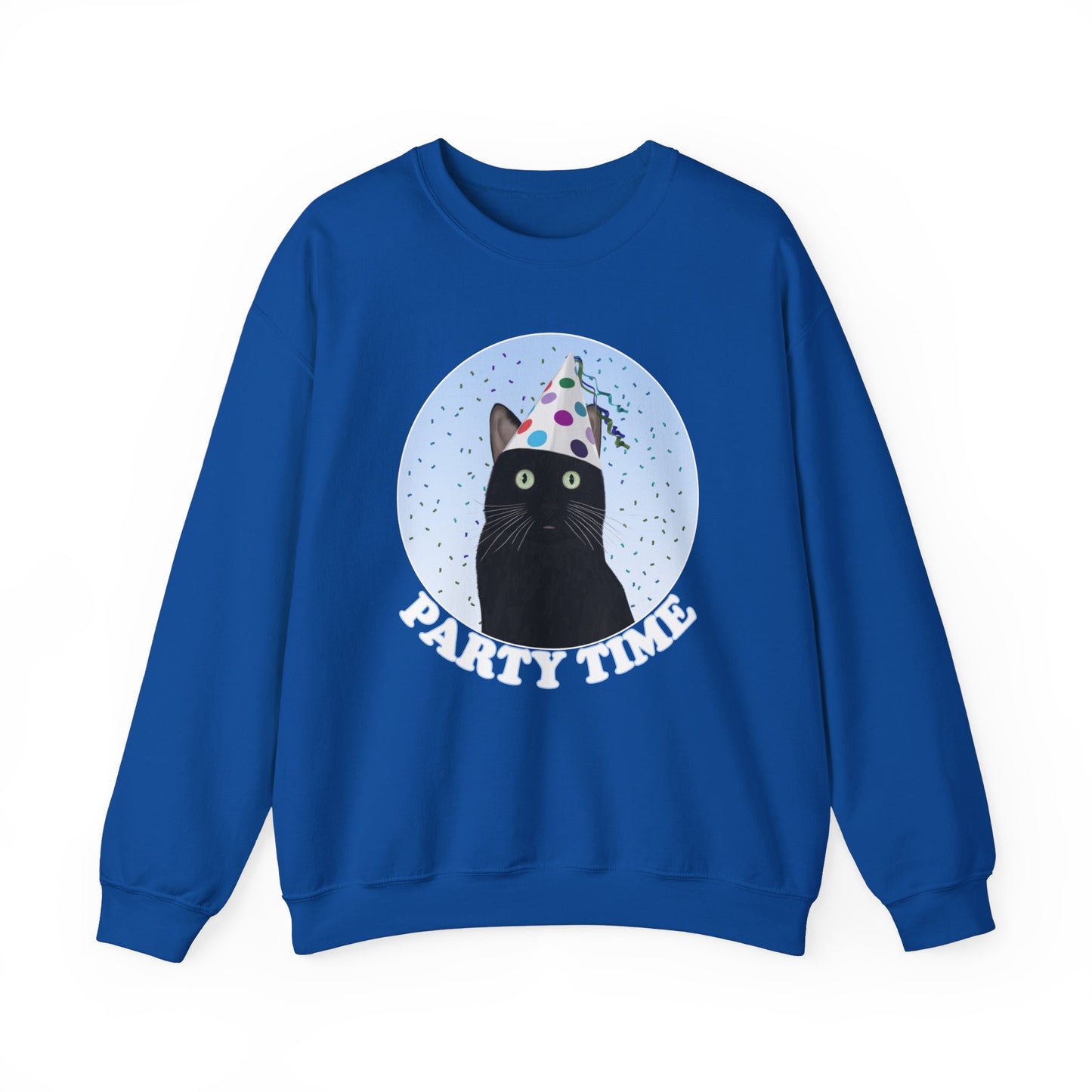 Black Cat Celebrating Party Time Cat Lover Sweatshirt