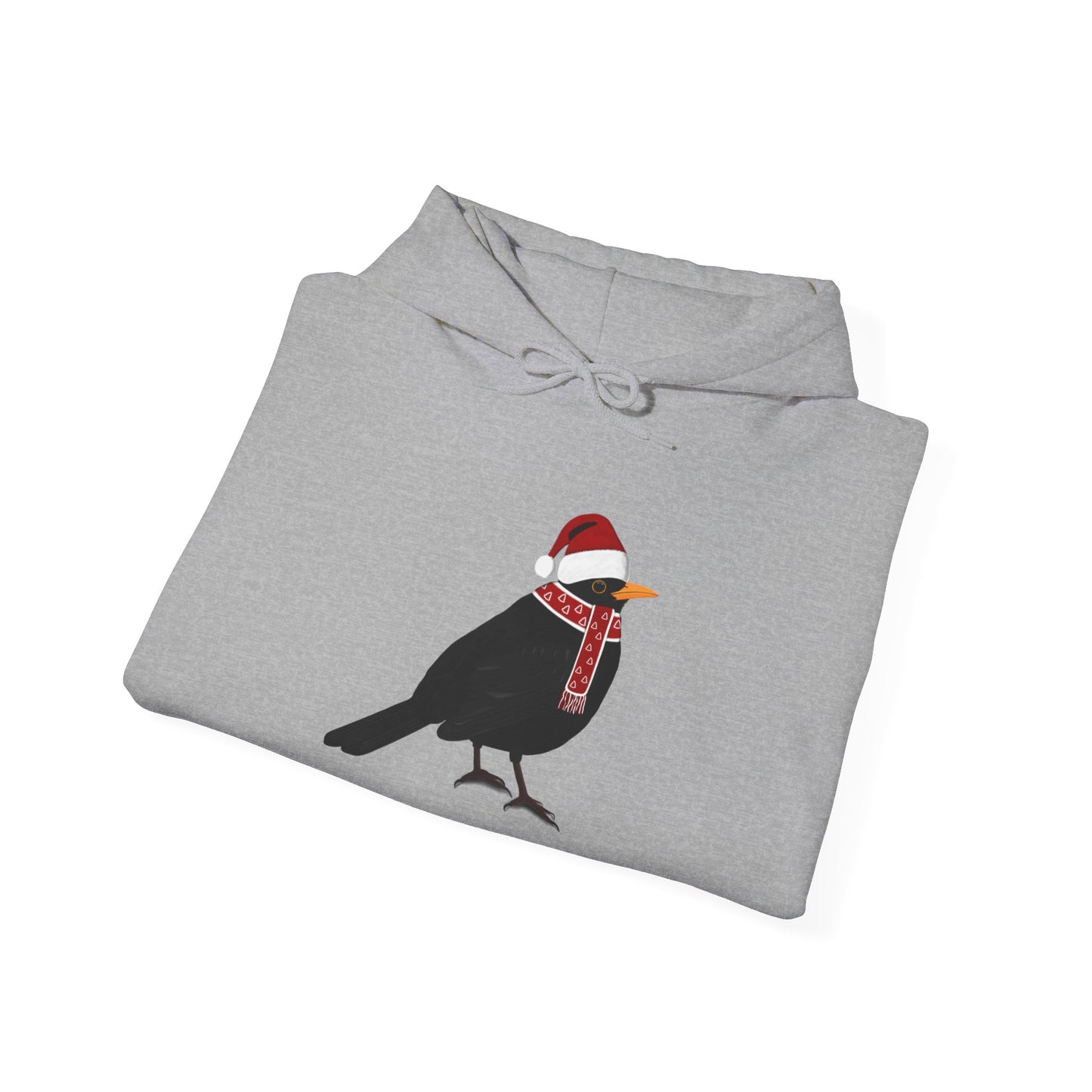 Blackbird Christmas Bird with Santa Hat Birdwatcher Birdlover Hoodie