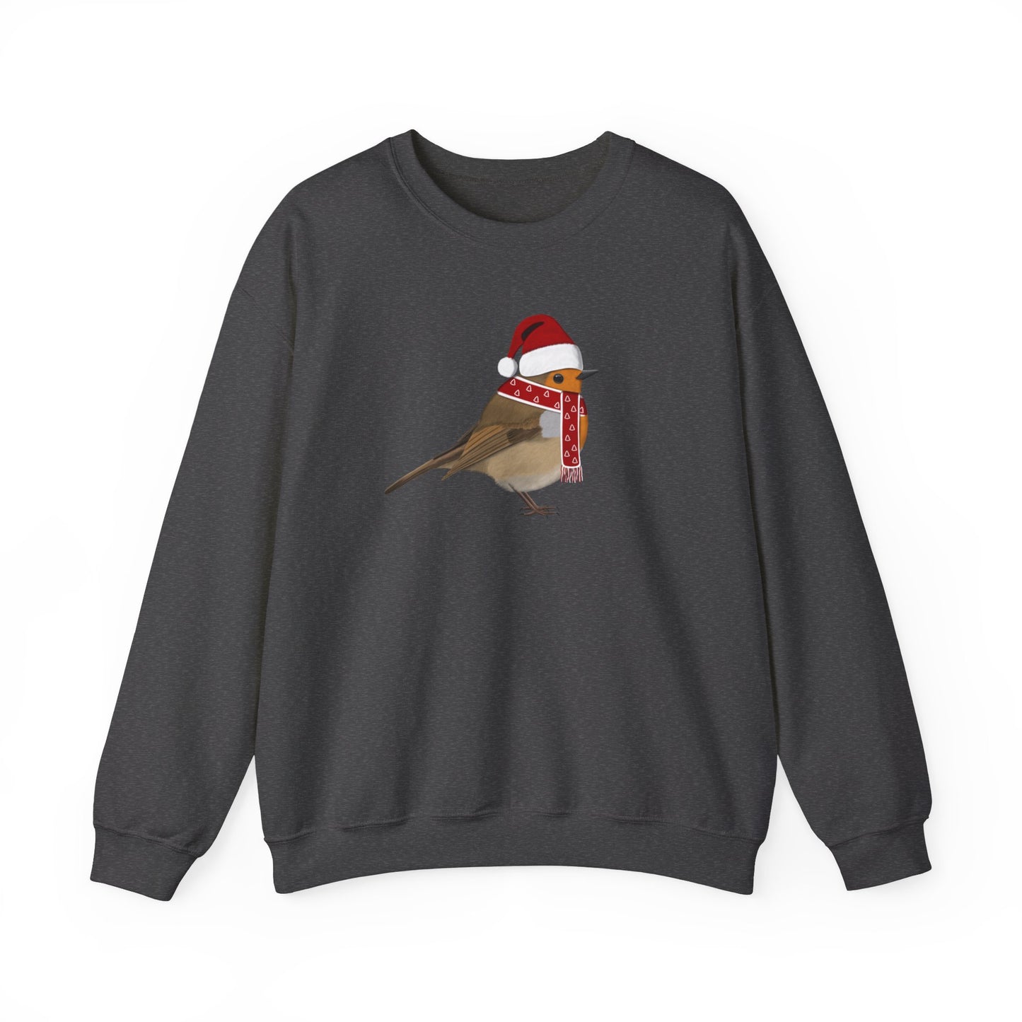 European Robin with Christmas Hat Bird Birdwatcher Sweatshirt