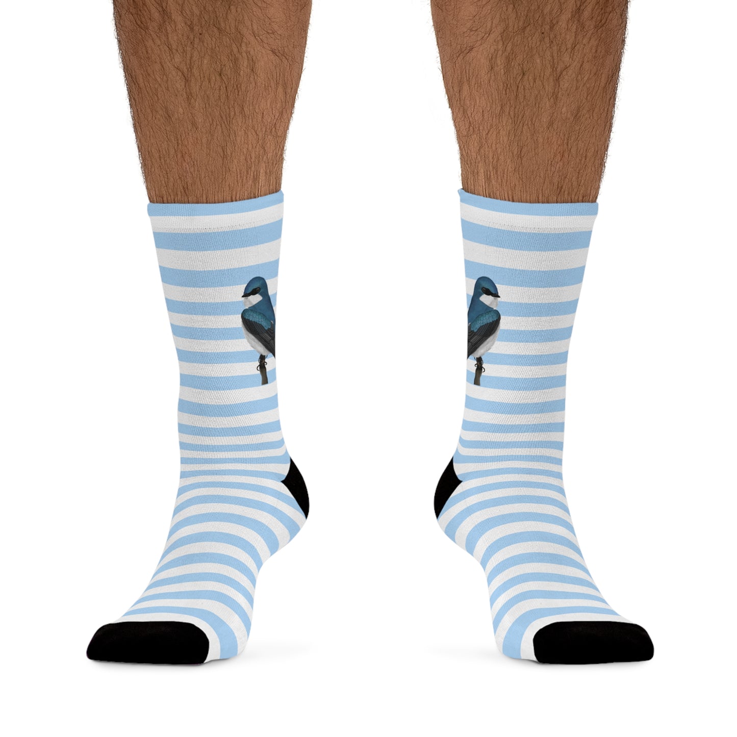 Tree Swallow Stripes Blue White Birding & Birdwatching Bird Socks