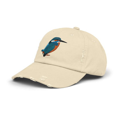 Kingfisher Bird Art Distressed Cap