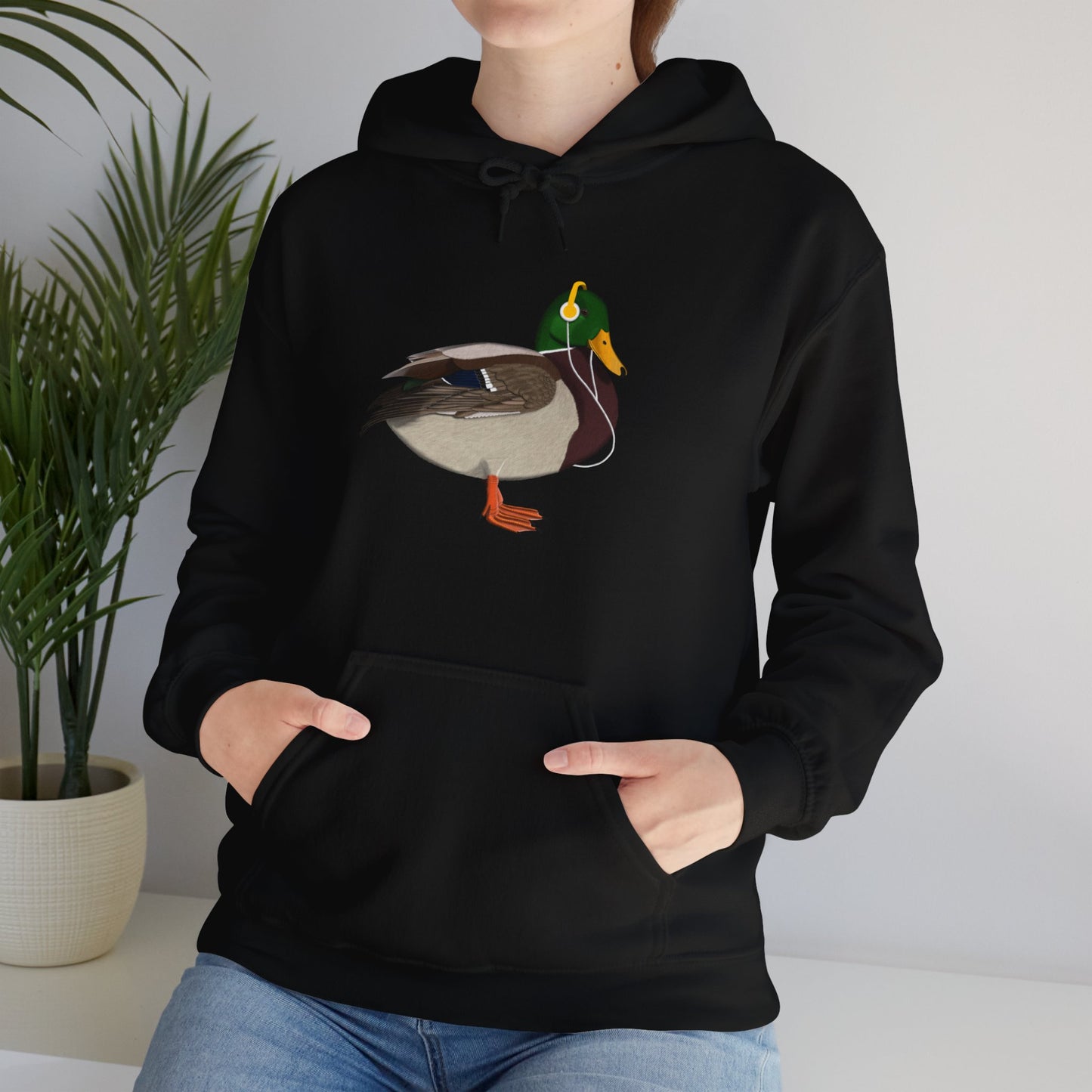 Mallard with Music Headphones Bird Birdwatching Birdlover Hoodie