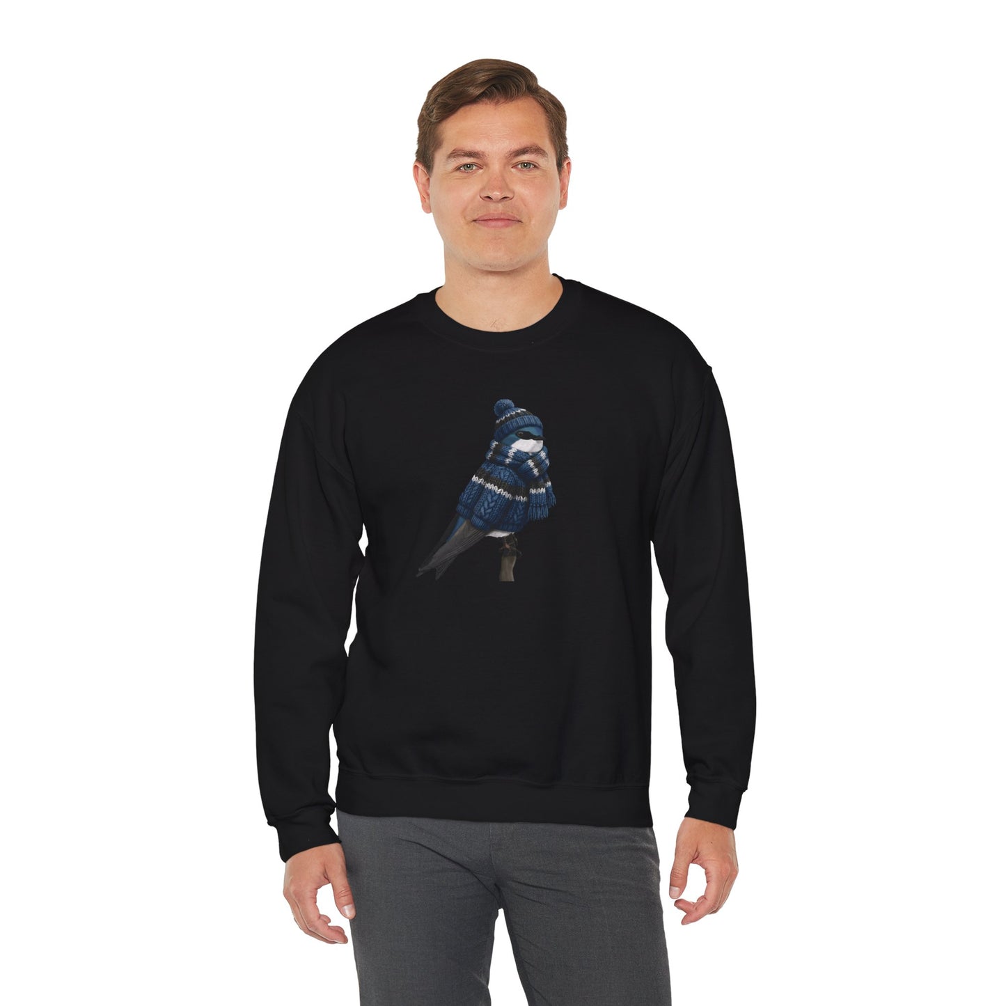 Tree Swallow Winter Sweatshirt | Bird Watcher Crewneck | Unisex Songbirds Wearing Knit Gift for Bird Lovers