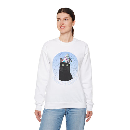 Black Cat Celebrating Party Time Cat Lover Sweatshirt