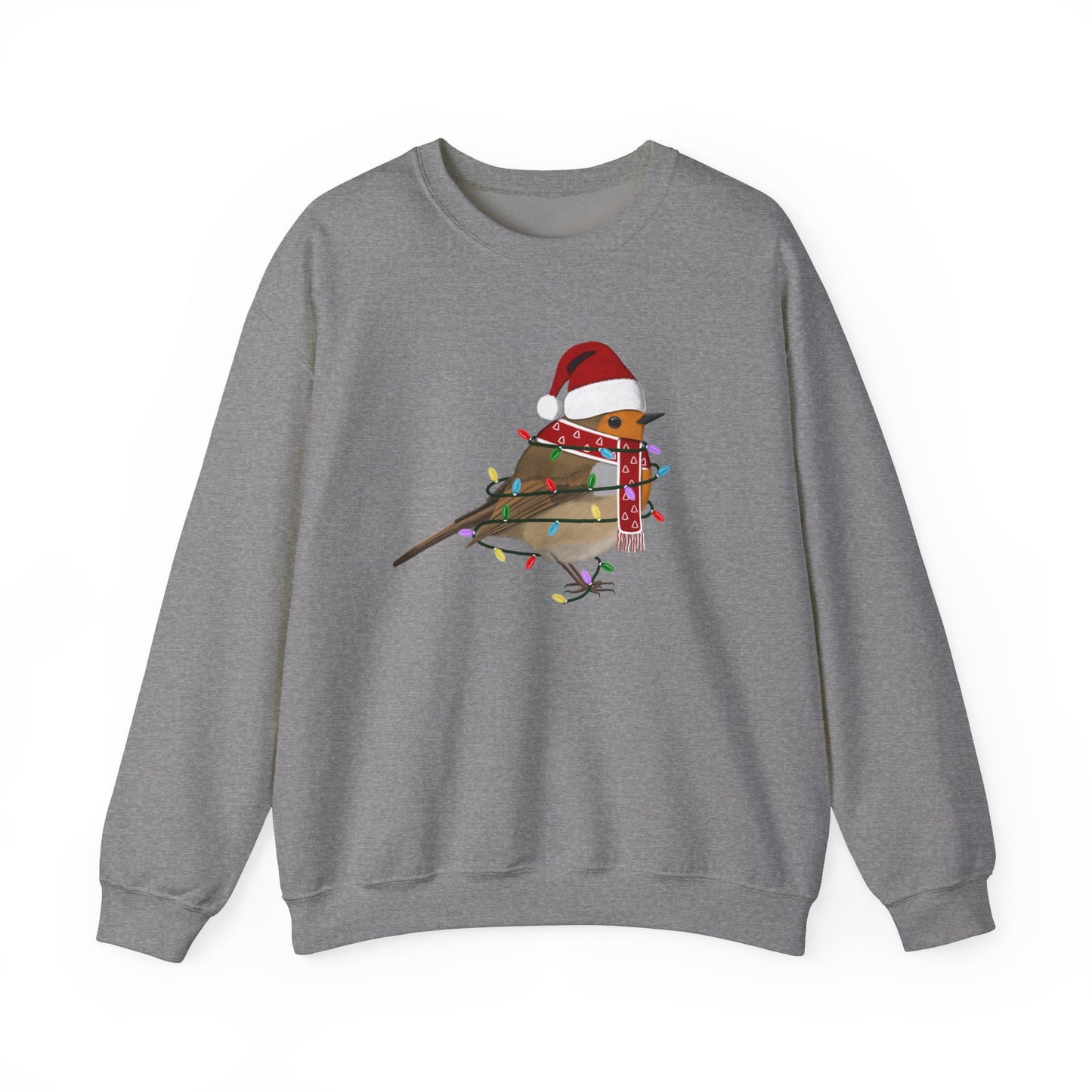 European Robin with Fairy Lights Santa Claus Christmas Bird Sweatshirt