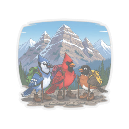 Blue Jay Cardinal Robin Hiking Kiss-Cut Sticker for Bird Watchers and Hiking Lovers