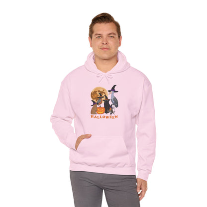 Robin Shoebill with Cat and Bunny Halloween Bird Hoodie