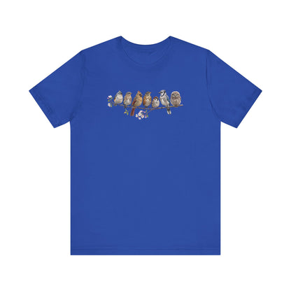 Bluebird Cardinal Blue Jay Robin | 7 Little Fledglings T-Shirt | Cute Baby Birds Graphic Tee