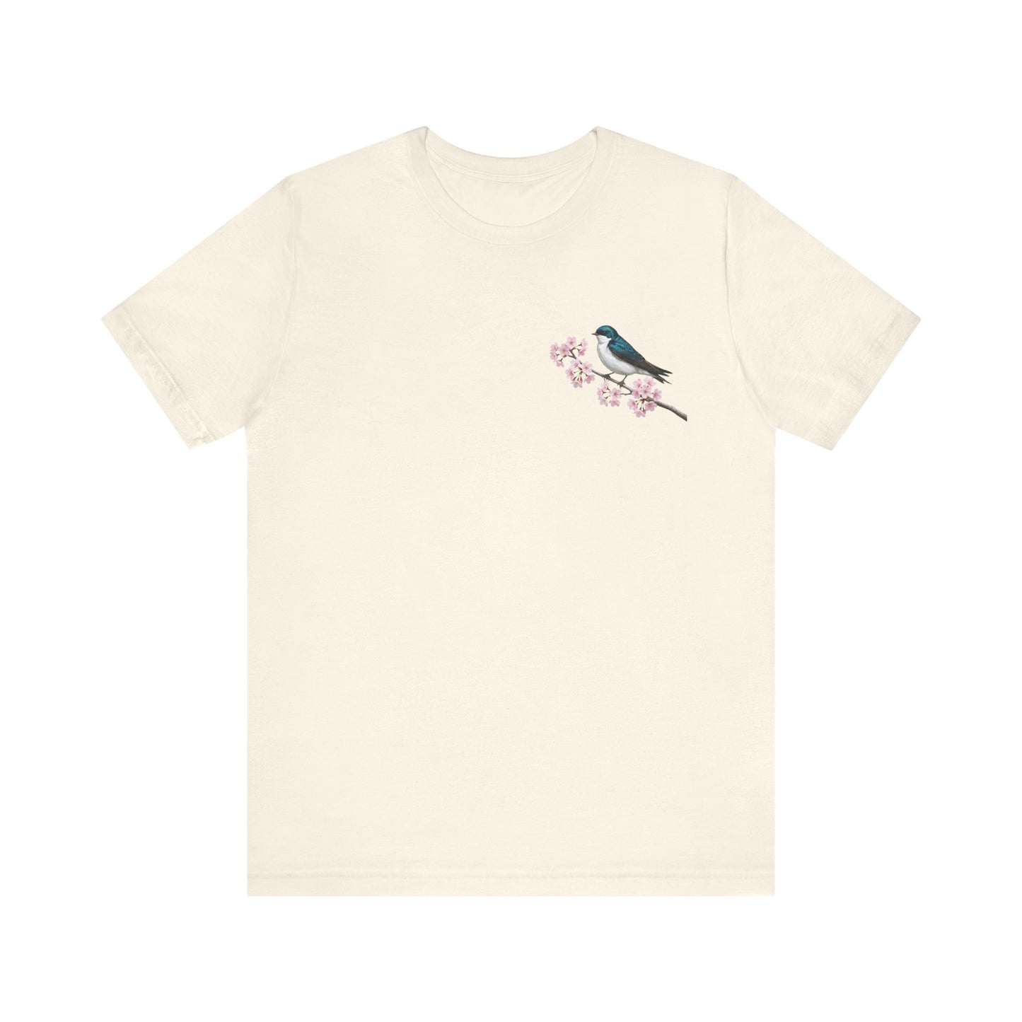 Tree Swallow Cherry Blossom T-Shirt | Floral Spring Tee for Bird Lovers