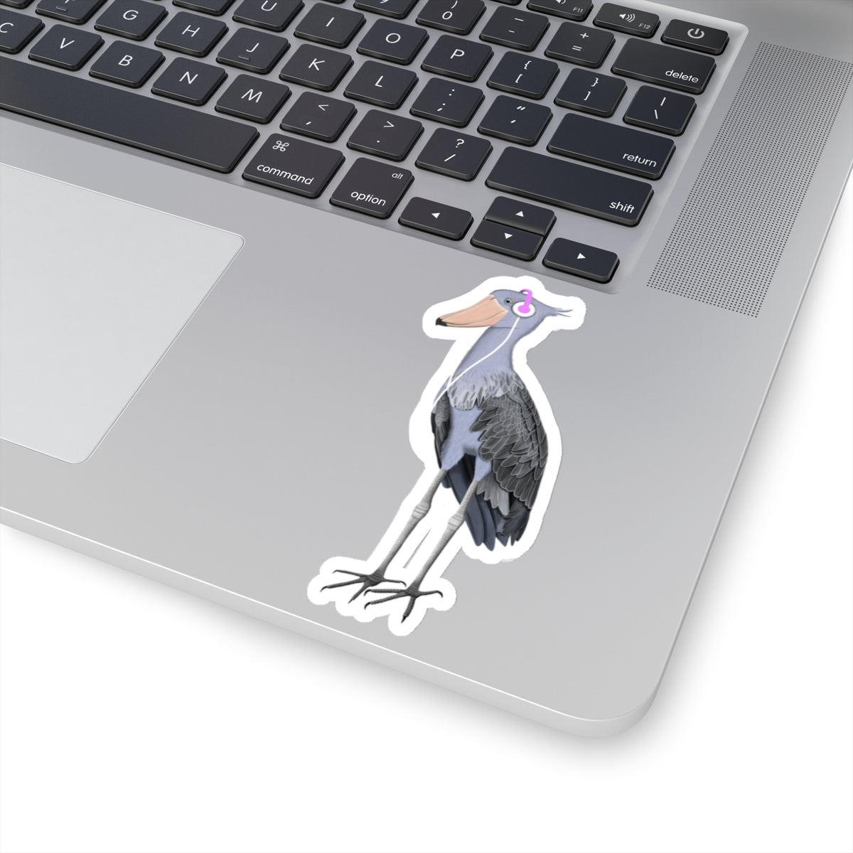 Shoebill Bird with Music Headphones Sticker