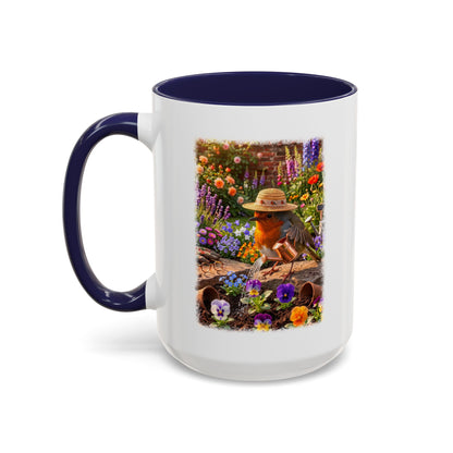 Robin Rosi Watering Flowers Mug for Bird Lovers