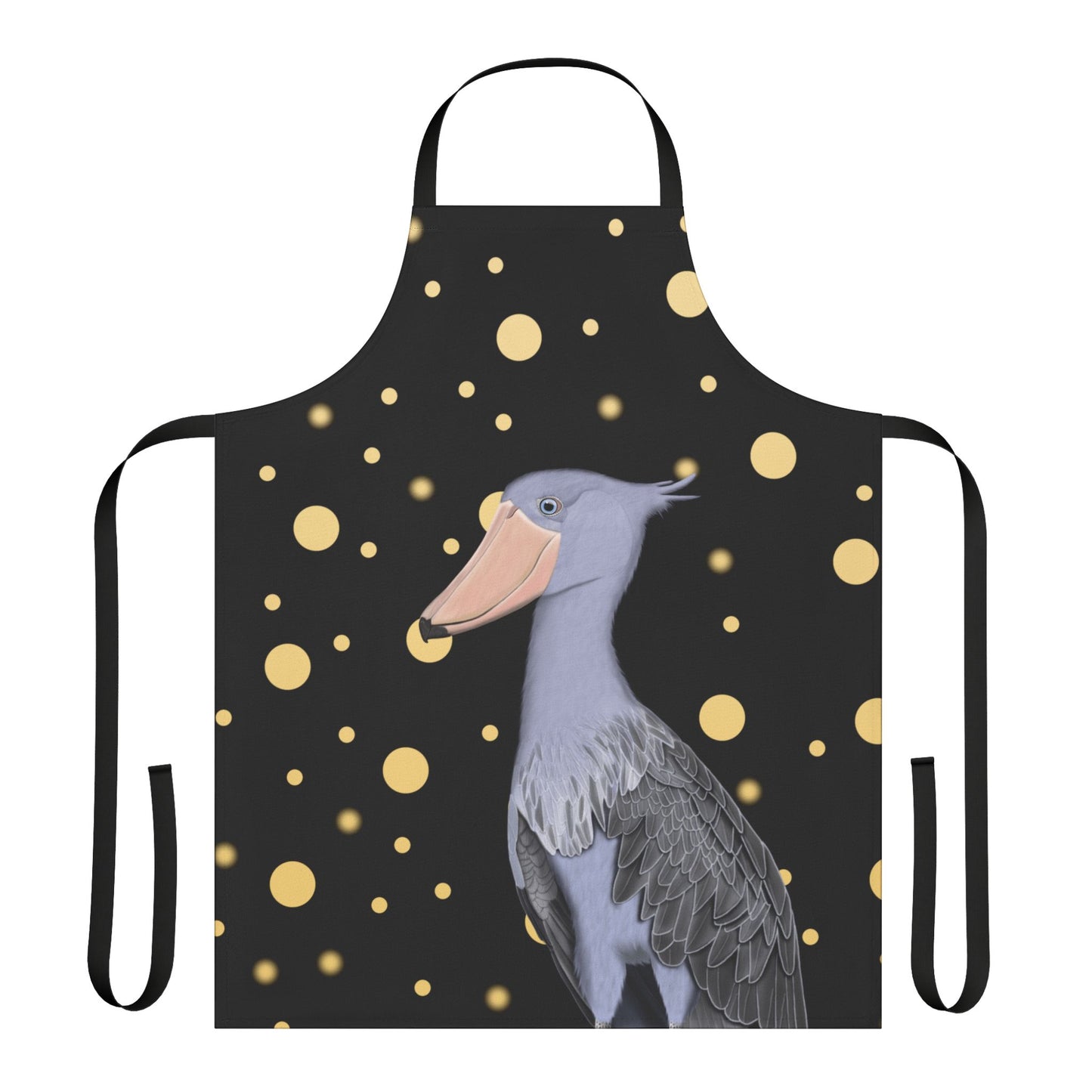 Shoebill Golden Dots Birdlover Bird Art Apron Black