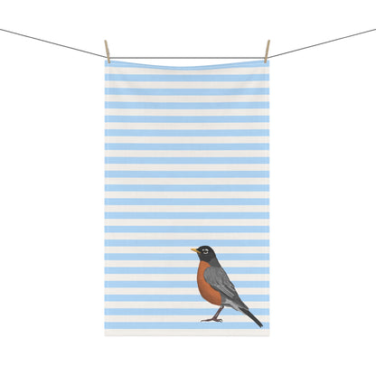 Robin Bird Art Kitchen Towel Blue White 18" × 30"