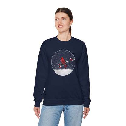 Cardinal on a Winter Branch Christmas Bird Sweatshirt