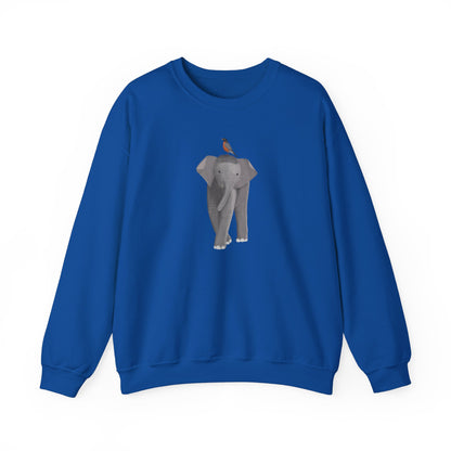 Elephant with American Robin Bird Birding & Birdwatching Sweatshirt