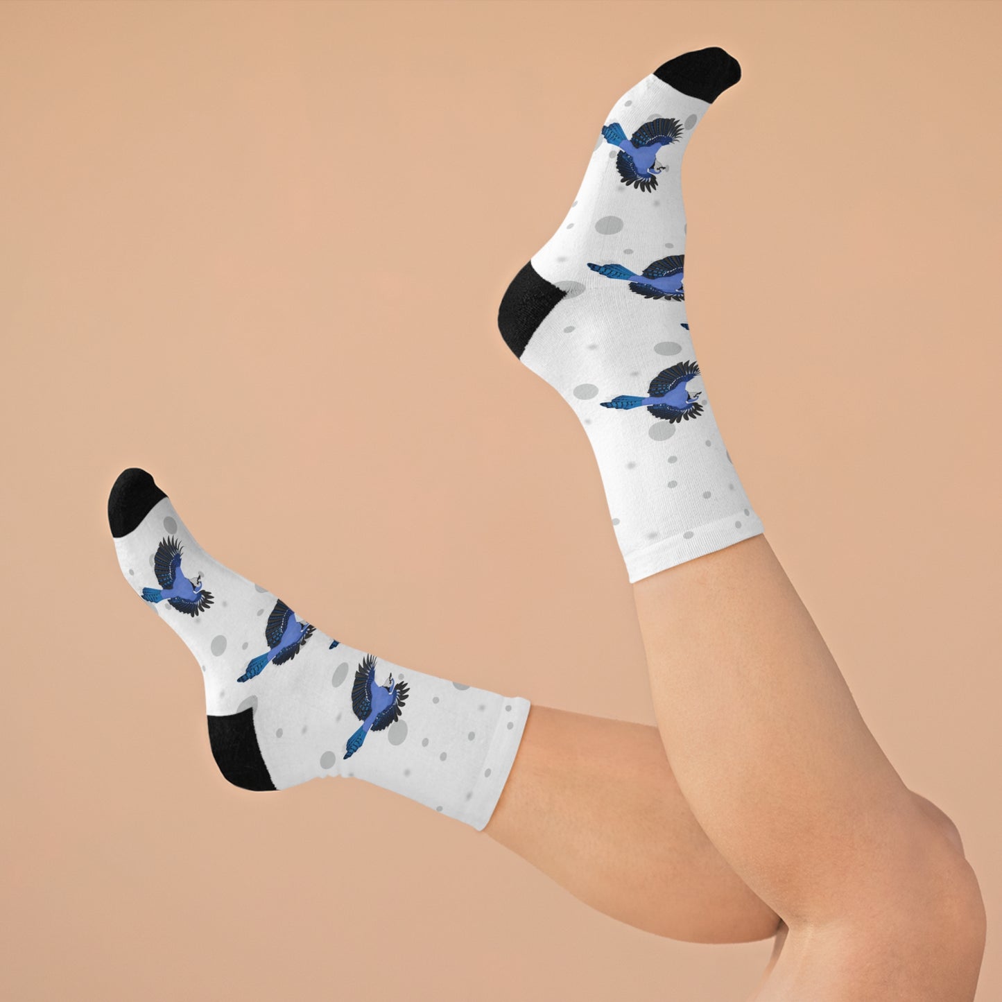Blue Jay Socks White Bird Socks for Bird Lovers One Size