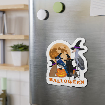 Robin Shoebill Blue Jay with Cat and Bunny Halloween Bird Magnet