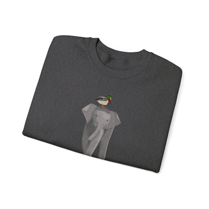 Elephant with Mallard Bird Birding & Birdwatching Sweatshirt