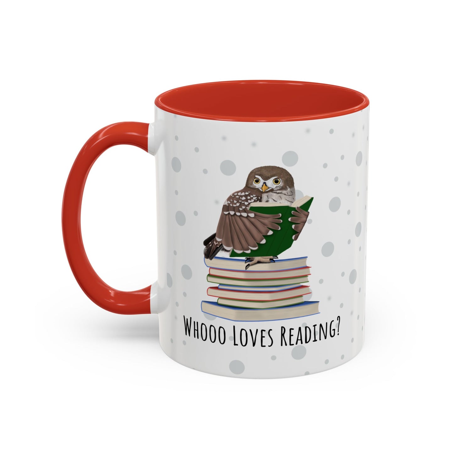 Whooo Loves Reading Owl Teacher Mug – Two-Tone Librarian & Book Lover Cup