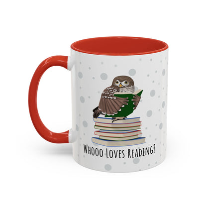 Whooo Loves Reading Owl Teacher Mug – Two-Tone Librarian & Book Lover Cup