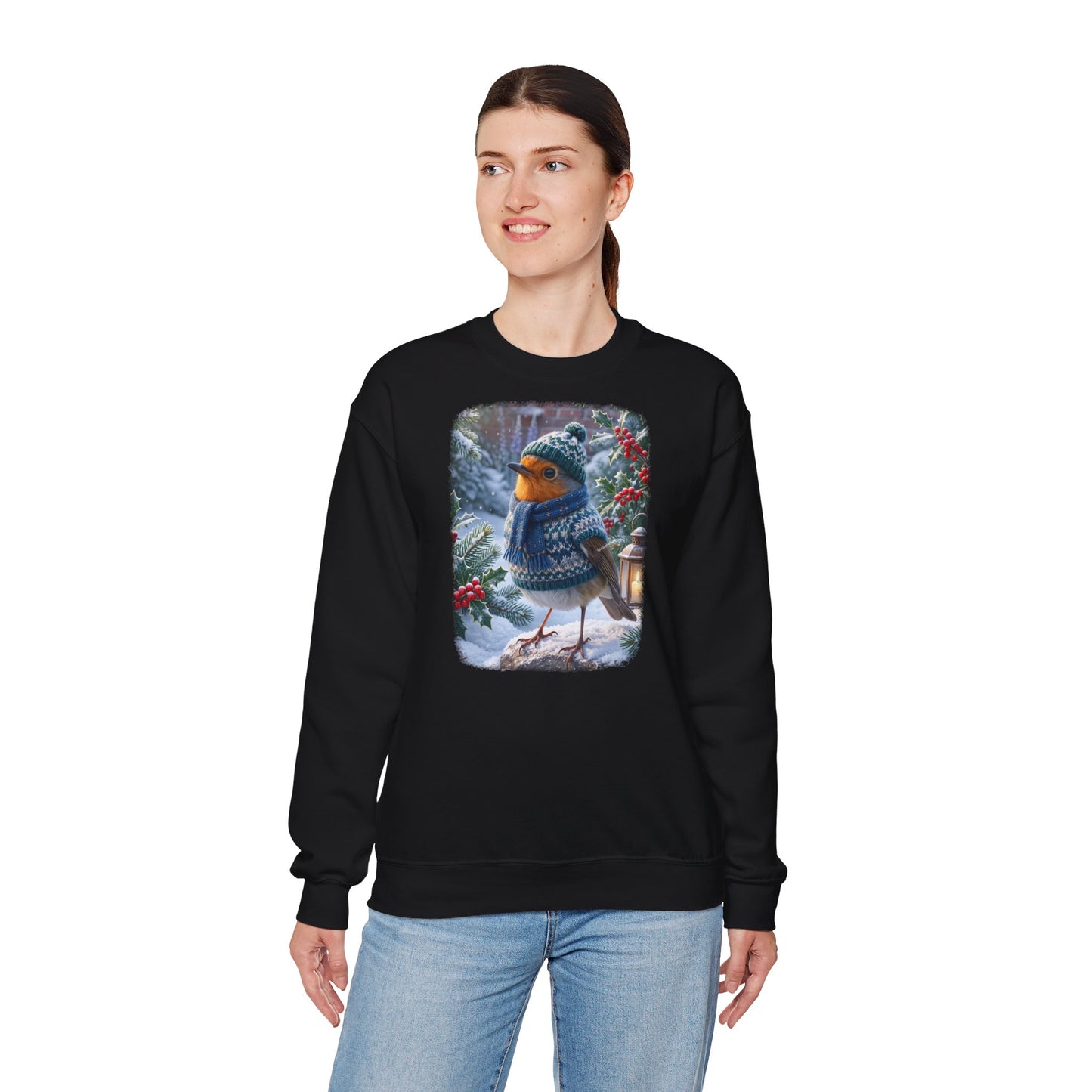 Premium Sweatshirt Rosi Rotkehlchen im kuschelinge Winter-Outfit