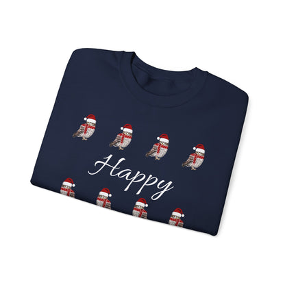 Owl as Santa with Hat and Scarf Happy Holidays Birdwatcher Christmas Bird Sweatshirt