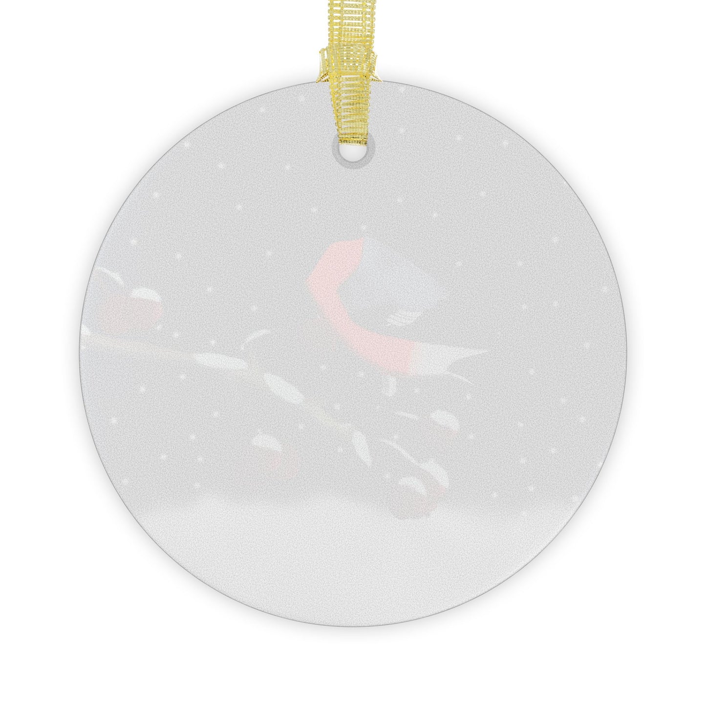 Bullfinch on a Winter Branch Christmas Bird Glass Ornament