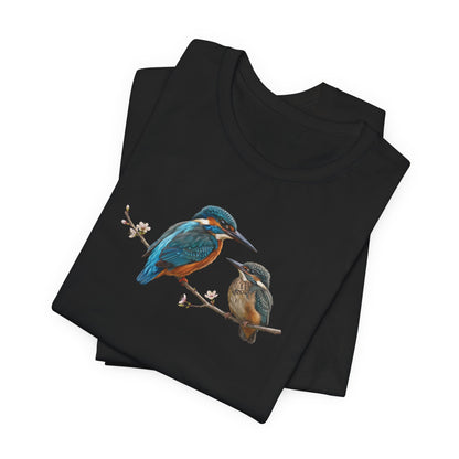 Kingfisher & Fledgling T-Shirt | Spring Blossoms Unisex Graphic Tee
