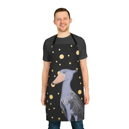 Shoebill Golden Dots Birdlover Bird Art Apron Black