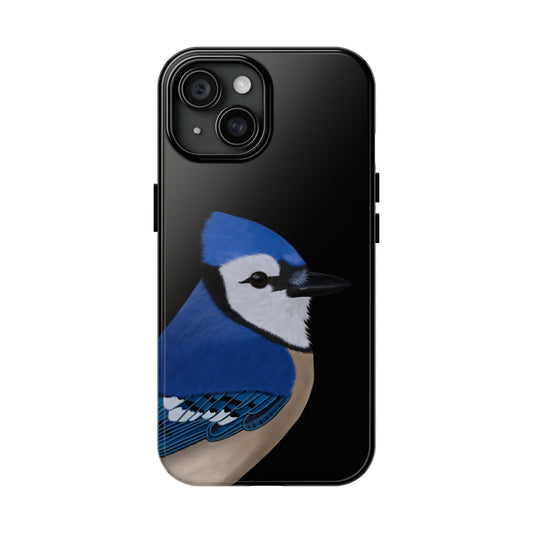 Blue Jay Bird Art Tough Phone Case Black