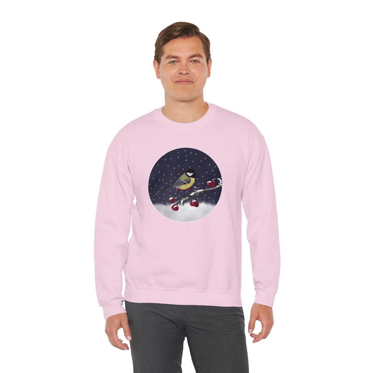 Chickadee on a Winter Branch Christmas Bird Sweatshirt