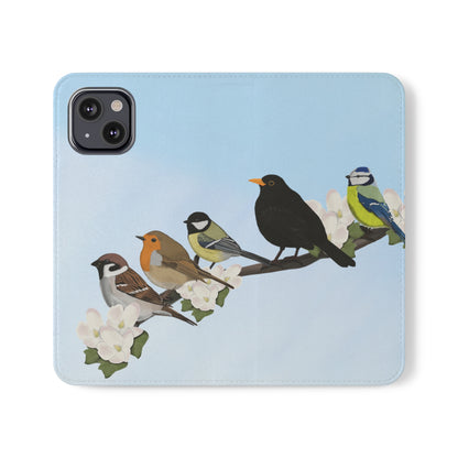 Garden Bird Blackbird Sparrow Chickadee Phone Flip Case