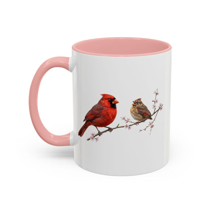 Northern Cardinal & Fledgling Two-Tone Mug | Spring Bird Lover Gift