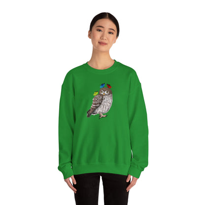 Little Owl with Butterflies Bird Birding & Birdwatching Sweatshirt