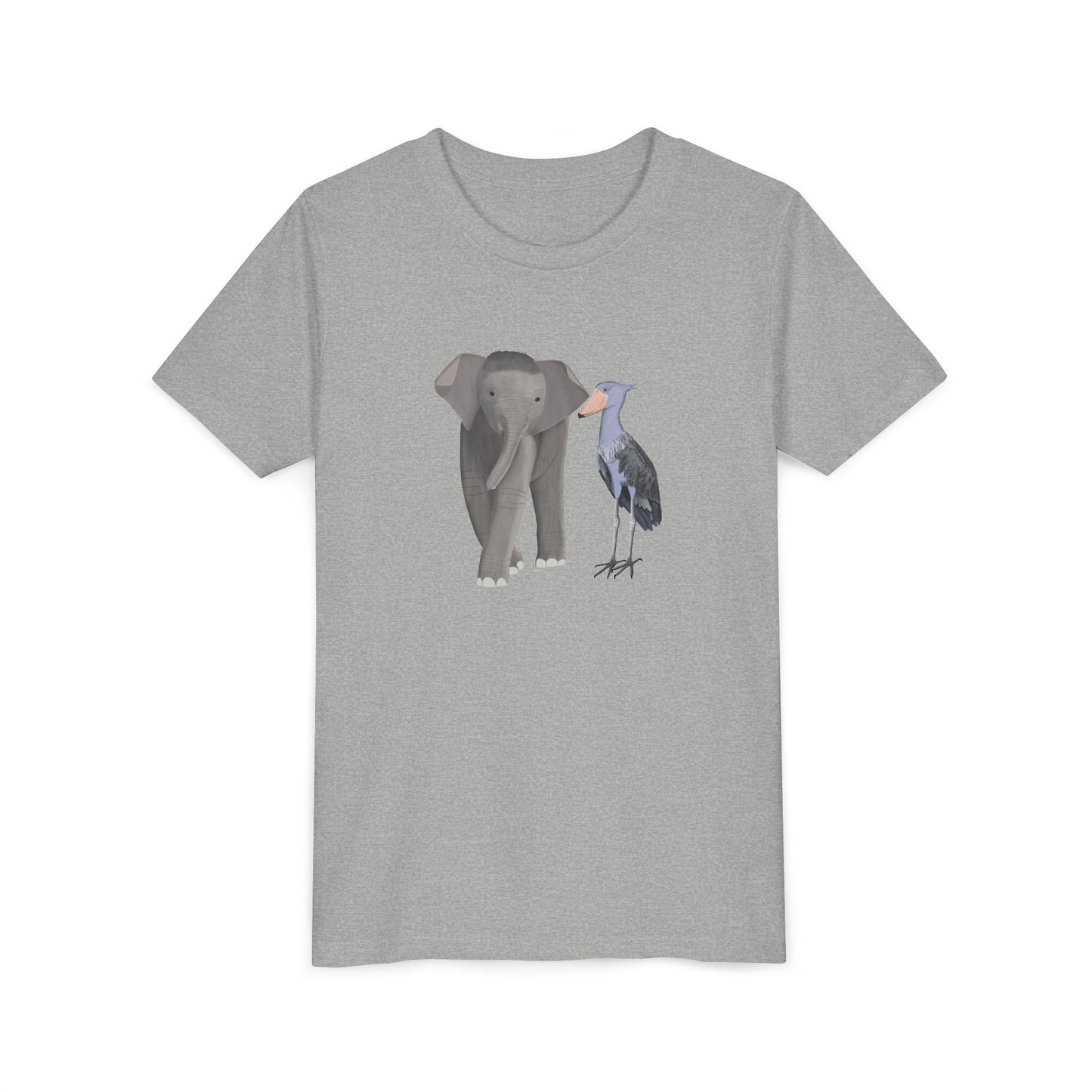 Elephant with Shoebill Bird Youth T-Shirt