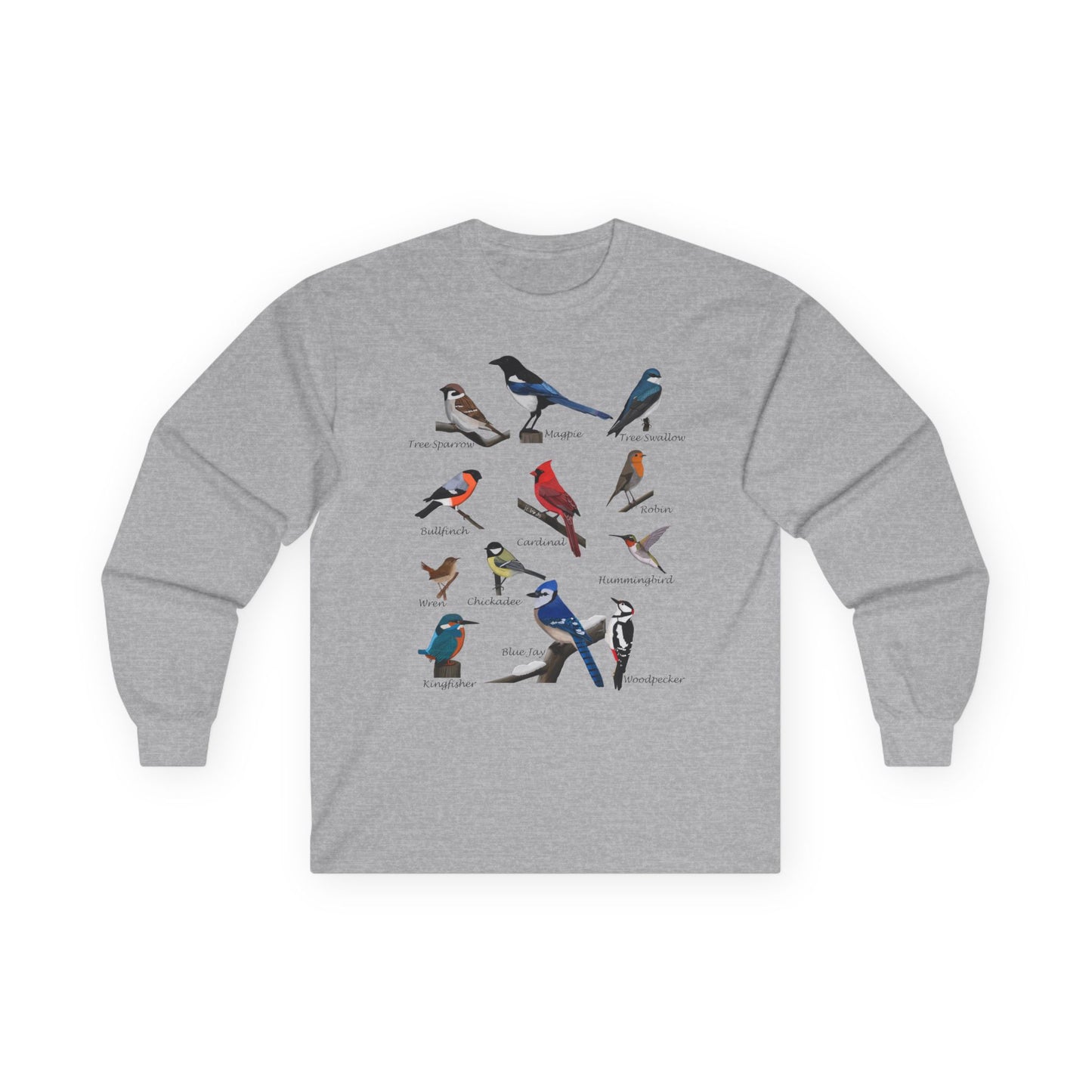 Blue Jay Cardinal Robin Hummingbird Birdwatching Cotton Long Sleeve T-Shirt