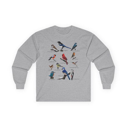 Blue Jay Cardinal Robin Hummingbird Birdwatching Cotton Long Sleeve T-Shirt