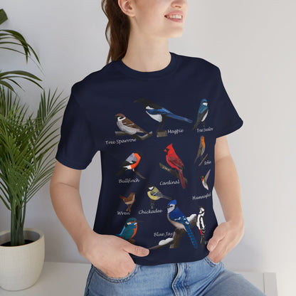 Garden Birds Blue Jay Cardinal Robin Chickadee Birding & Birdwatching Bird T-Shirt