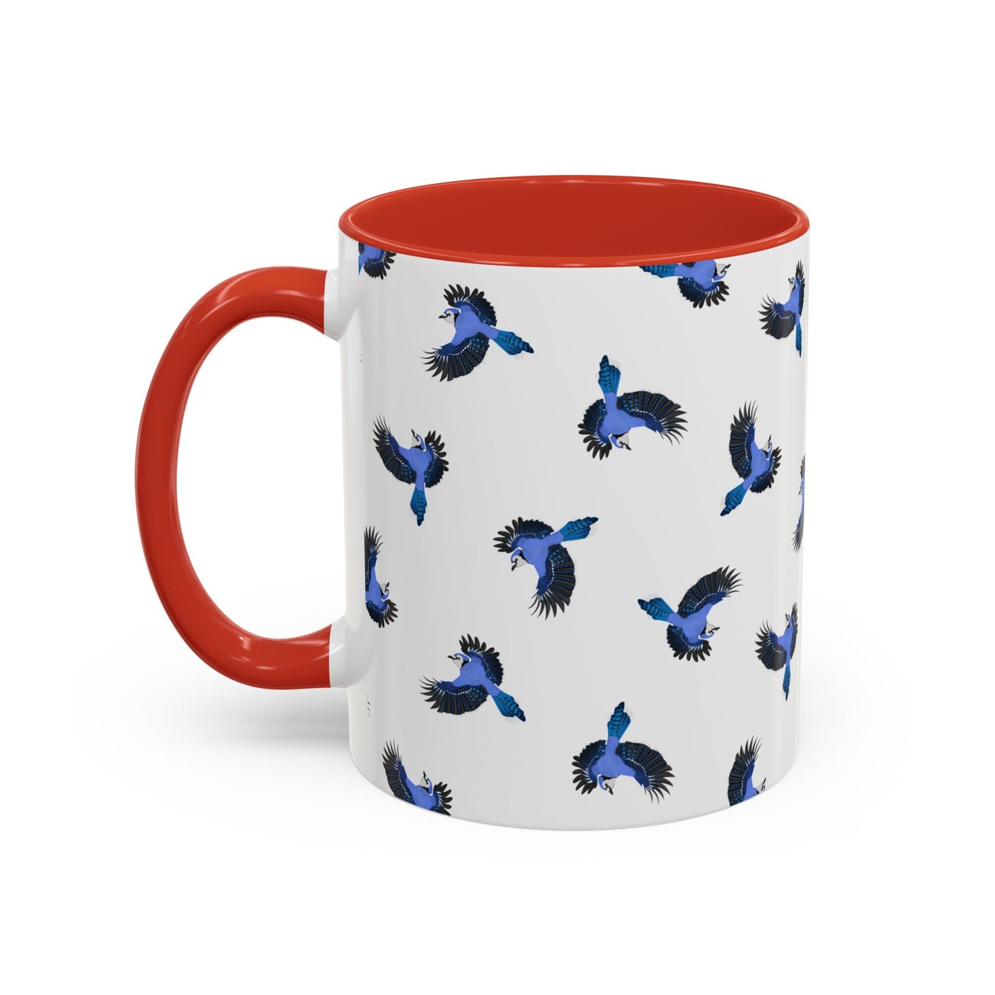 Blue Jay All-Over Pattern Accent Mug | Colorful Bird Lover Gift for Birdwatchers