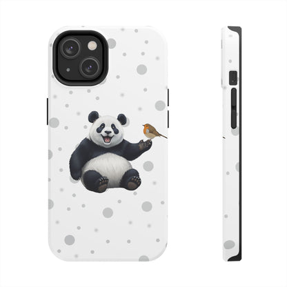 Cute Panda Bear with European Robin Animal iPhone Case - Dual-Layer PC/TPU Protective Cover for iPhone