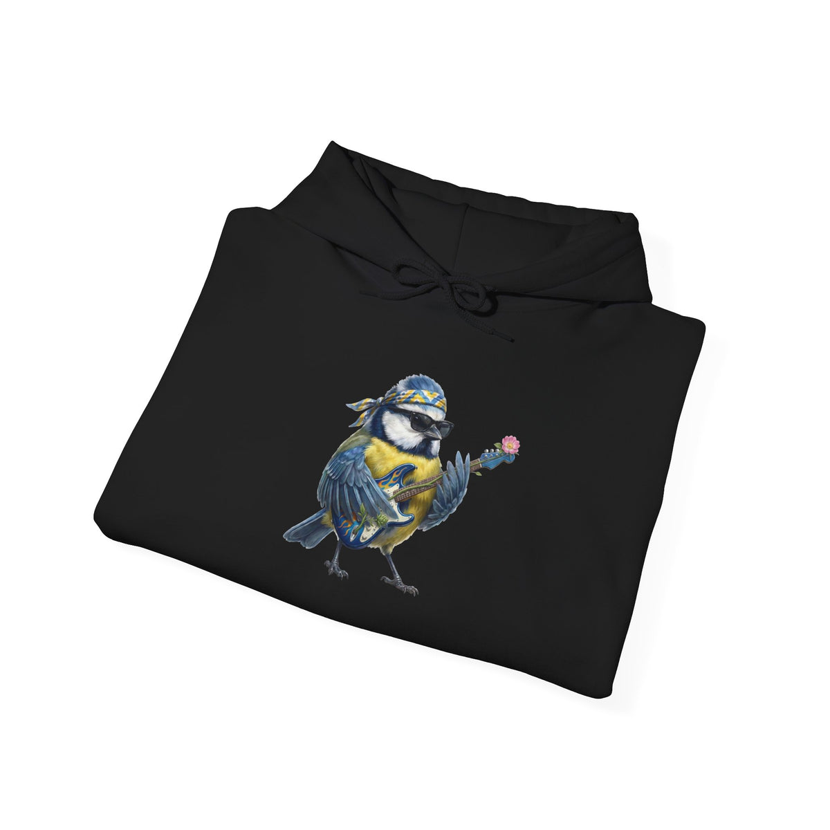 Blaumeise mit Bass-Gitarre Hoodie – Lustiger Kapuzenpullover für Bassisten & Vogelfreunde
